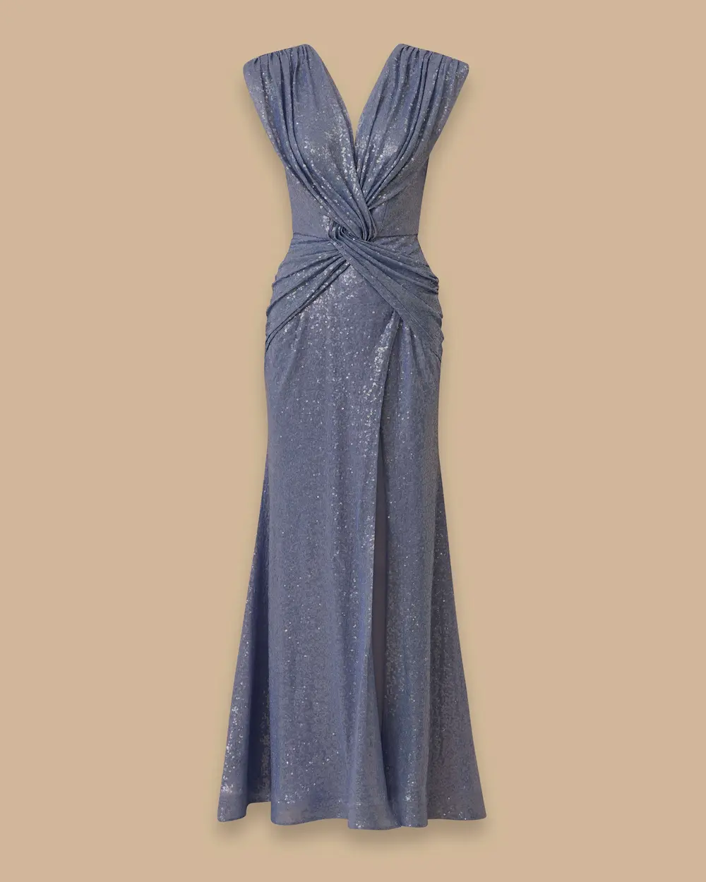 Kruvaze Drapeli Yırtmaçlı Payet Abiye