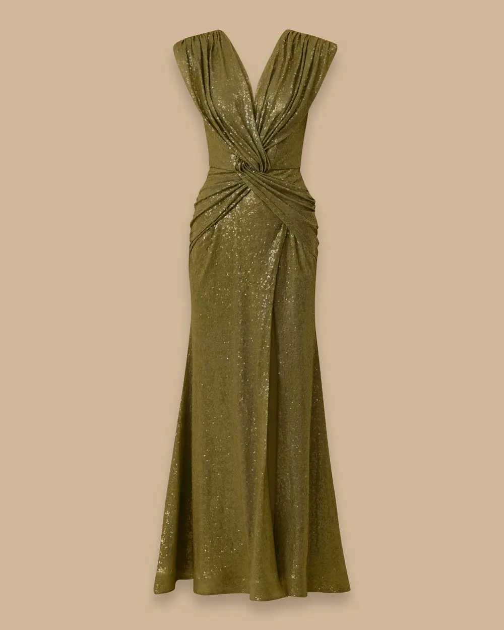 Kruvaze Drapeli Yırtmaçlı Payet Abiye