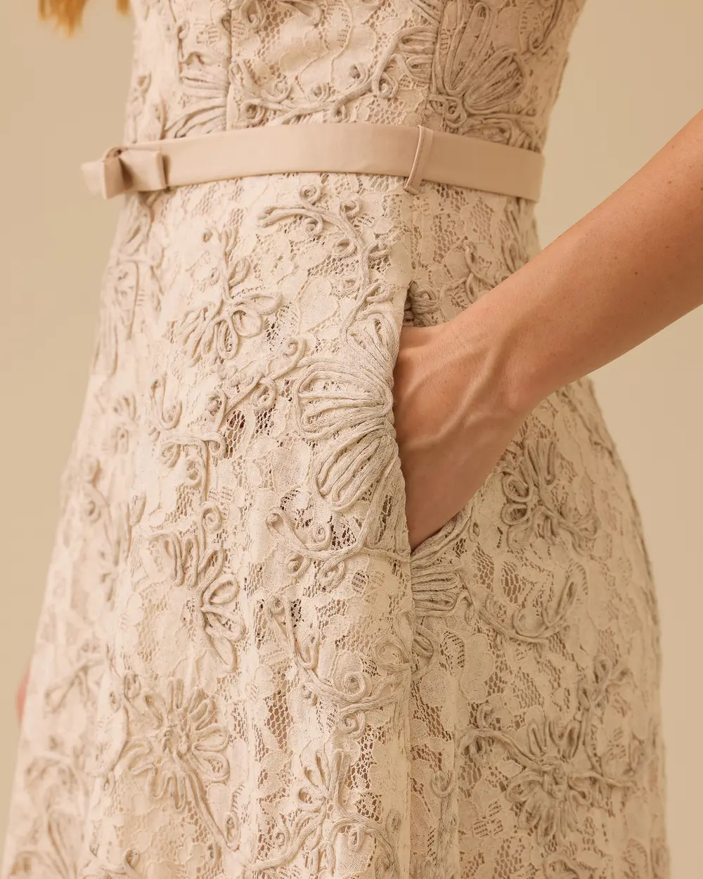 Sleeveless Lace Midi Length Dress