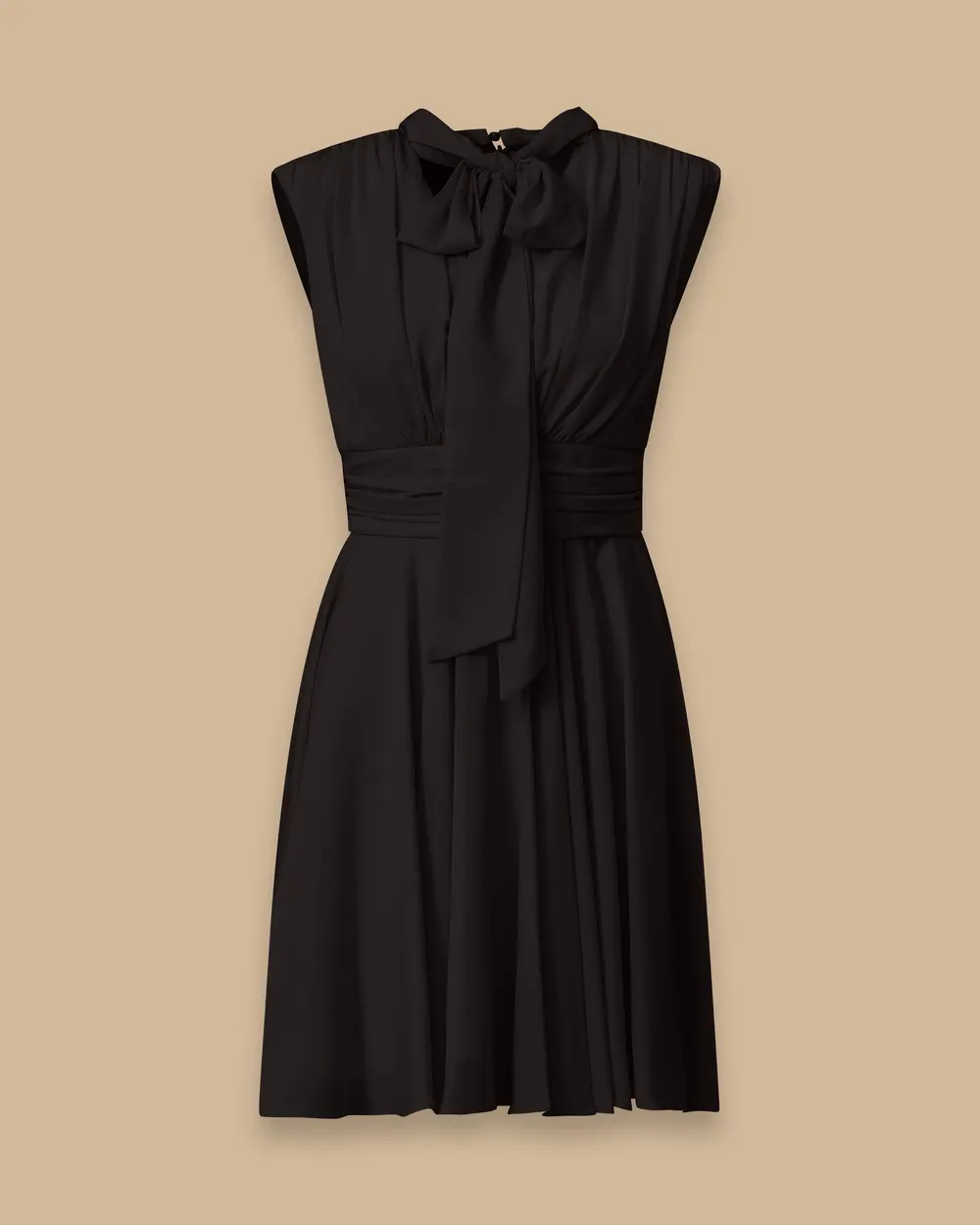 Fiyonk Yaka Pileli Mini Elbise