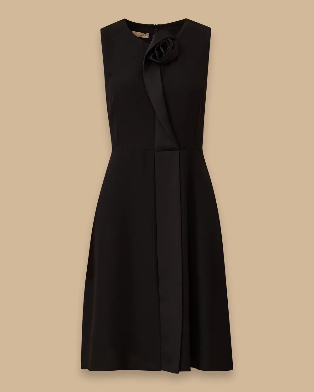 Gül Detaylı Kolsuz Diz Üstü Şık Elbise