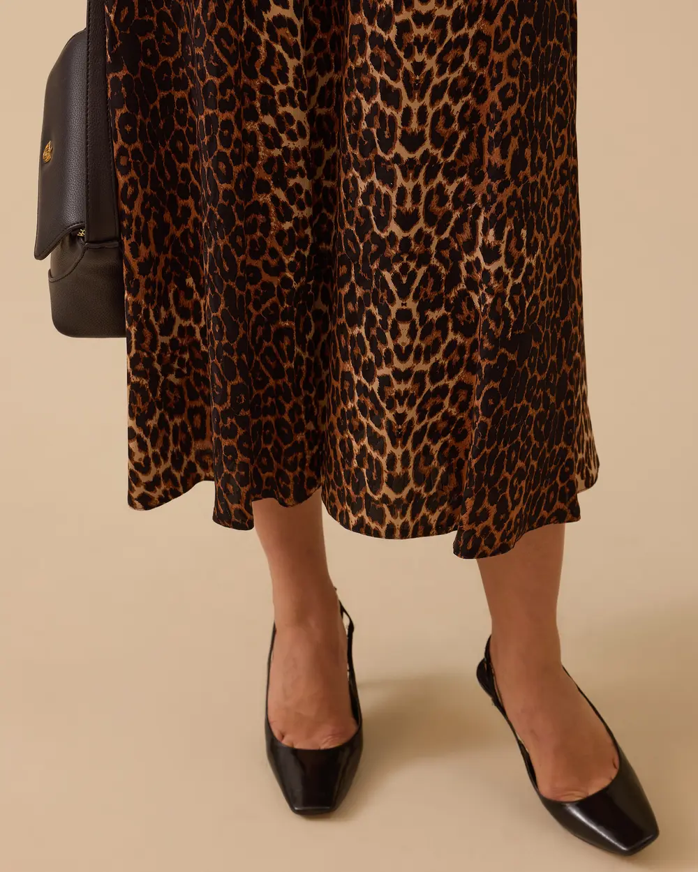 Leopar Desenli Kemerli Midi Boy Şık Elbise