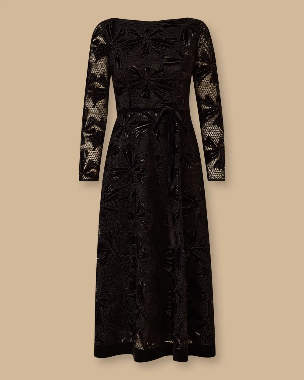 Patterned Sequin Detailed Elegant Dress