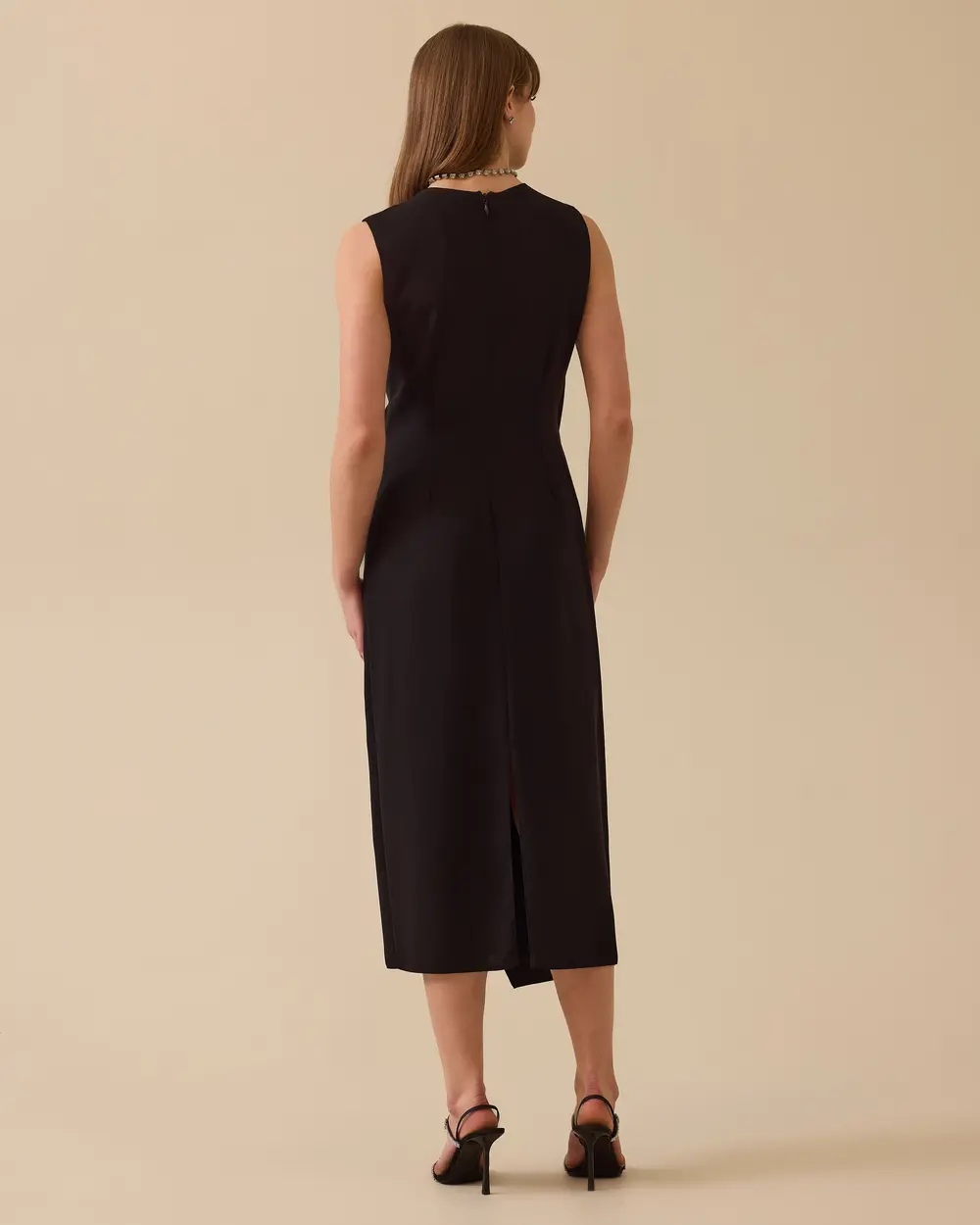 Kruvaze Yaka Midi Boy Şık Elbise