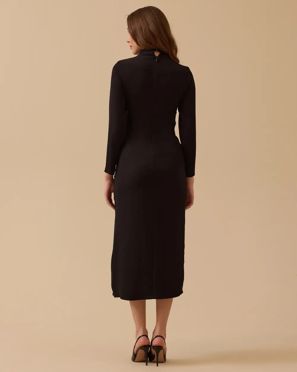 Drapeli Şık Midi Elbise