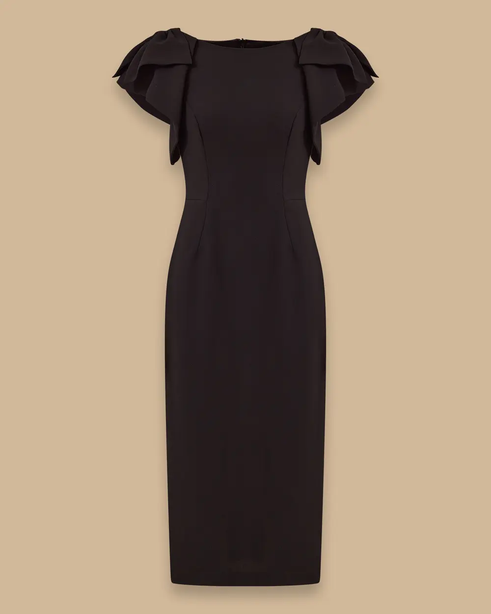 Fırfırlı Omuz Detaylı Midi Boy Şık Elbise