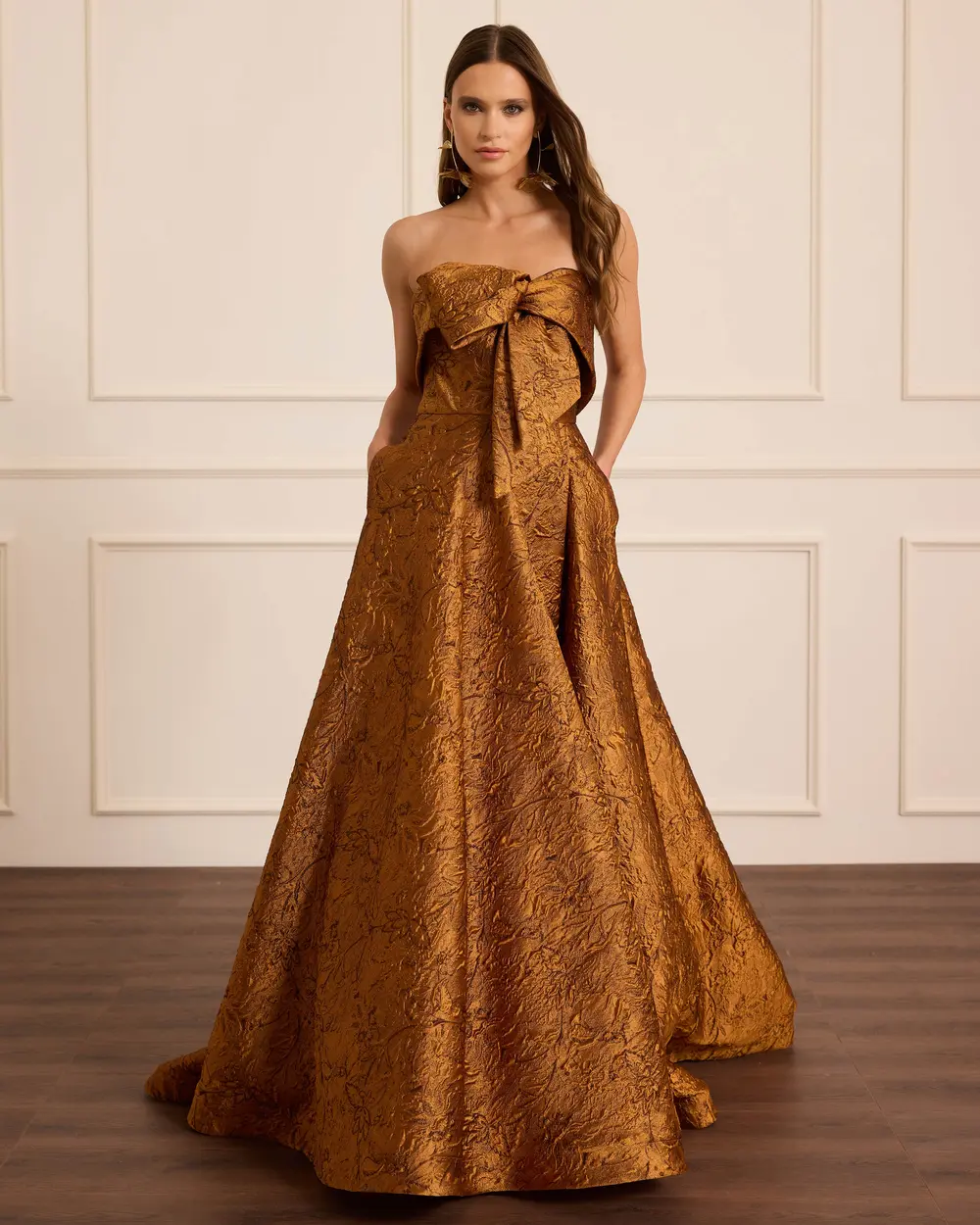 Straplez Desenli Jakar Abiye