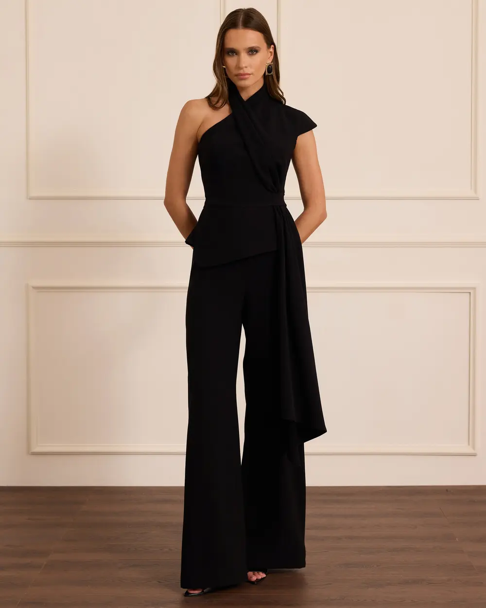 Tek Omuz Bağlama Detaylı Abiye Tulum