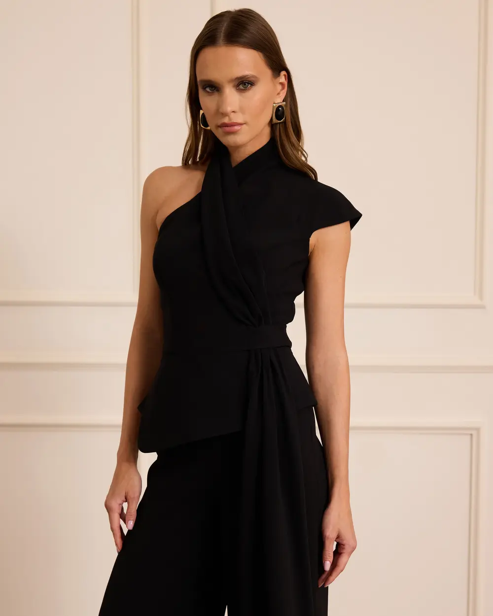 Tek Omuz Bağlama Detaylı Abiye Tulum