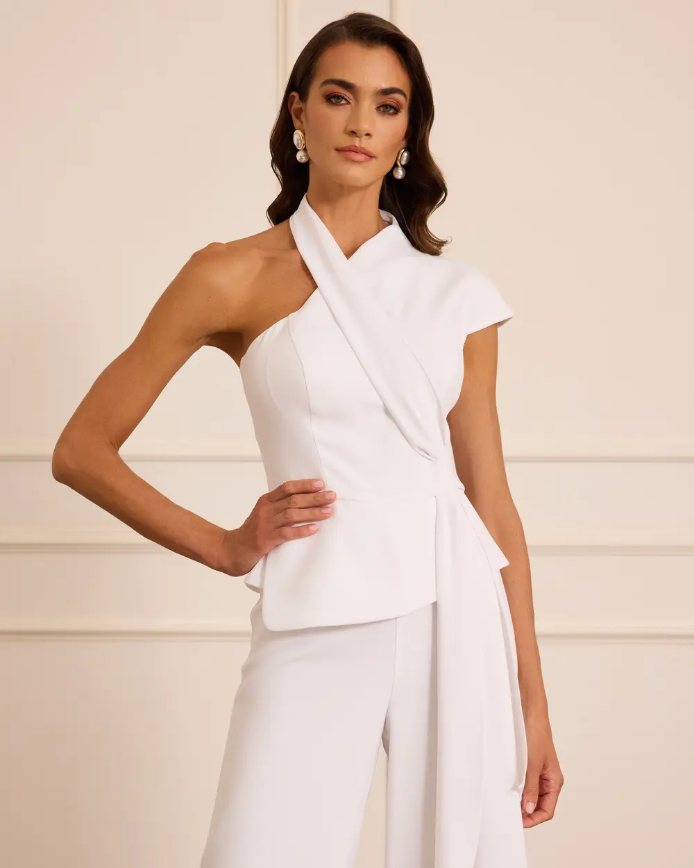 Tek Omuz Bağlama Detaylı Abiye Tulum