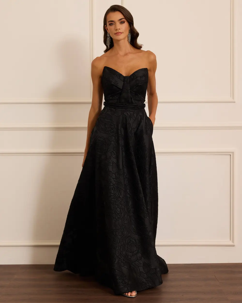 Straplez Cepli Jakar Elbise