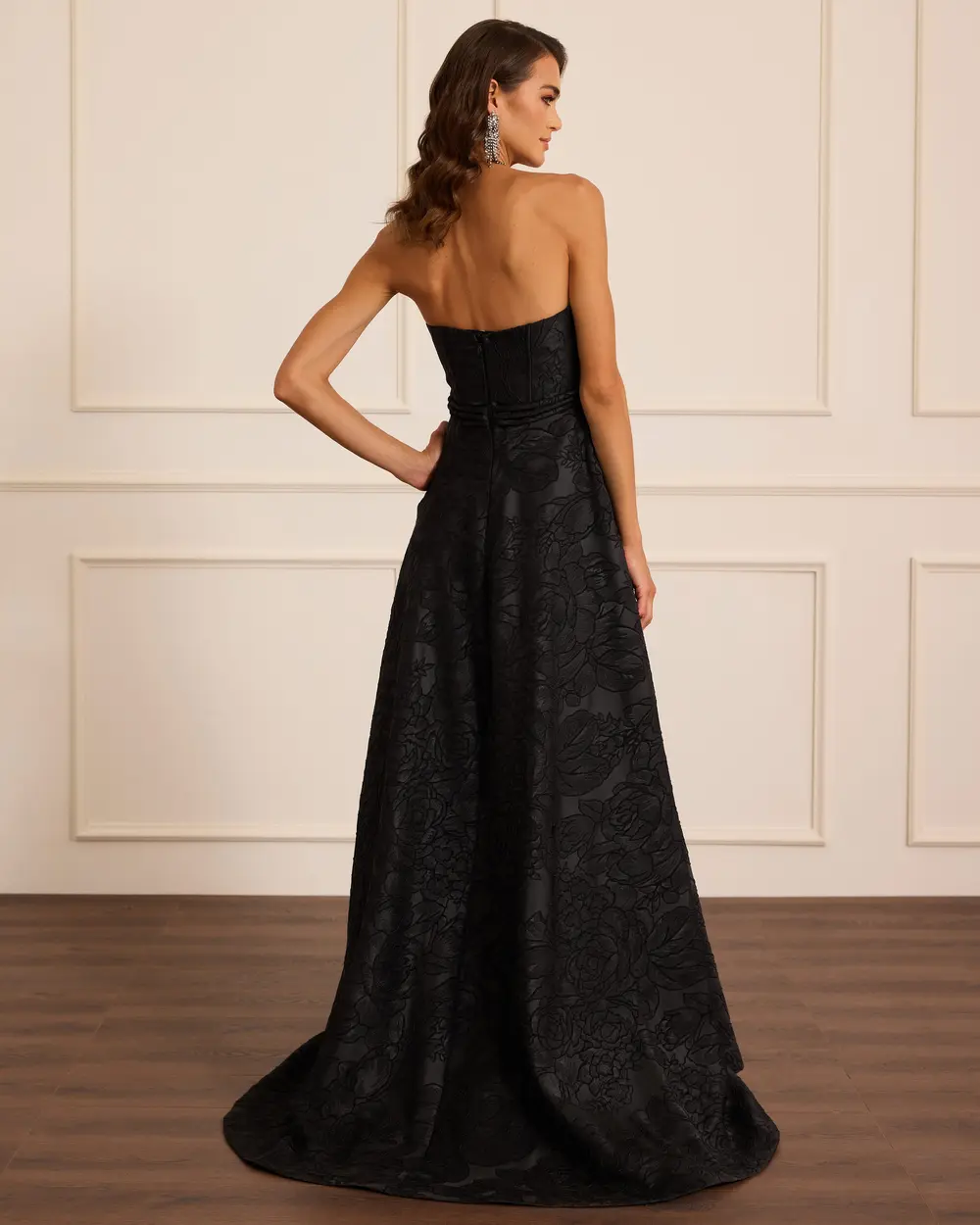 Straplez Cepli Jakar Elbise