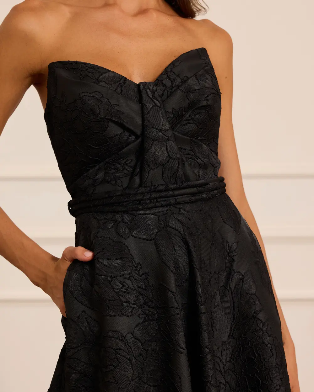 Straplez Cepli Jakar Elbise