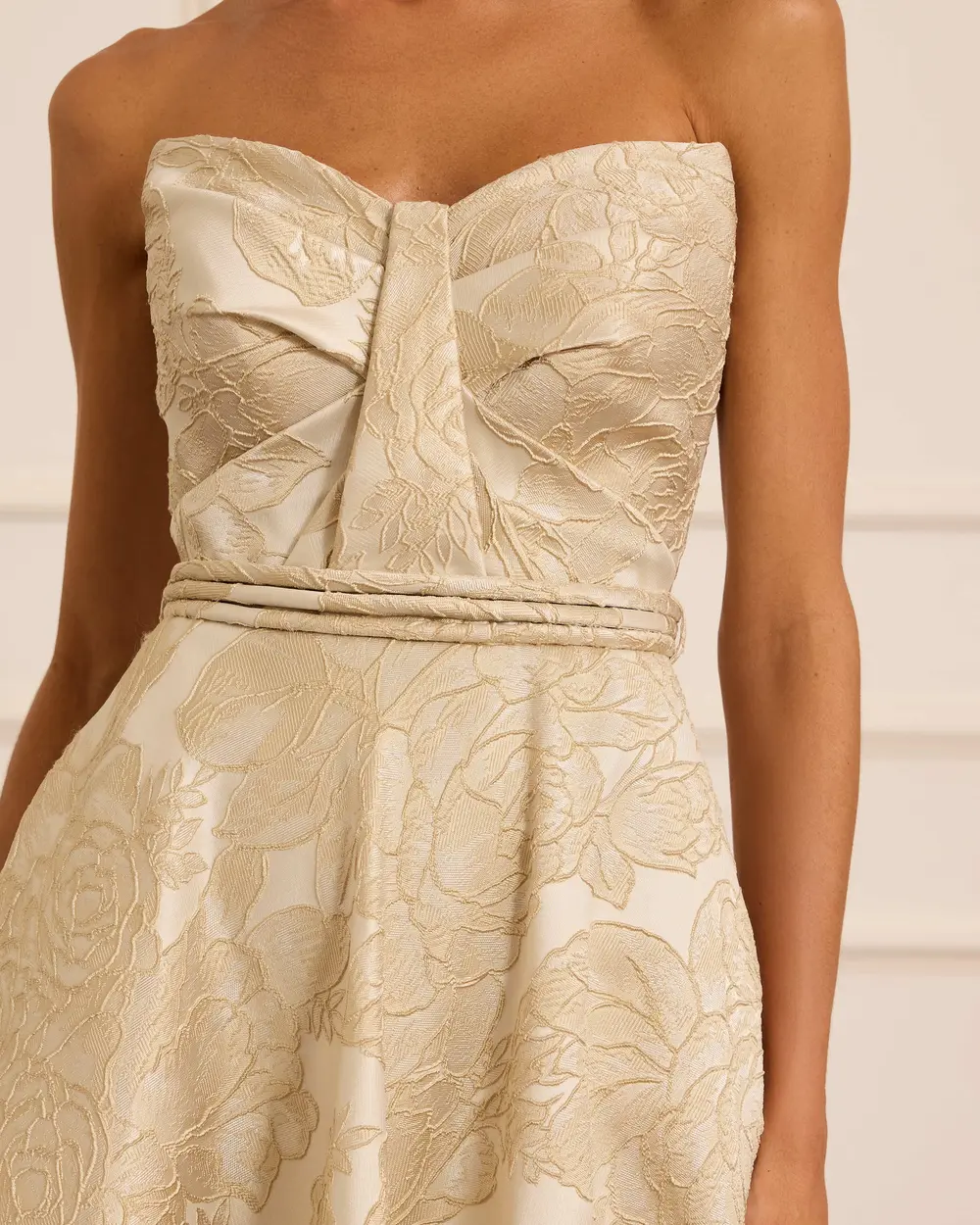 Strapless Jacquard Dress with Pockets