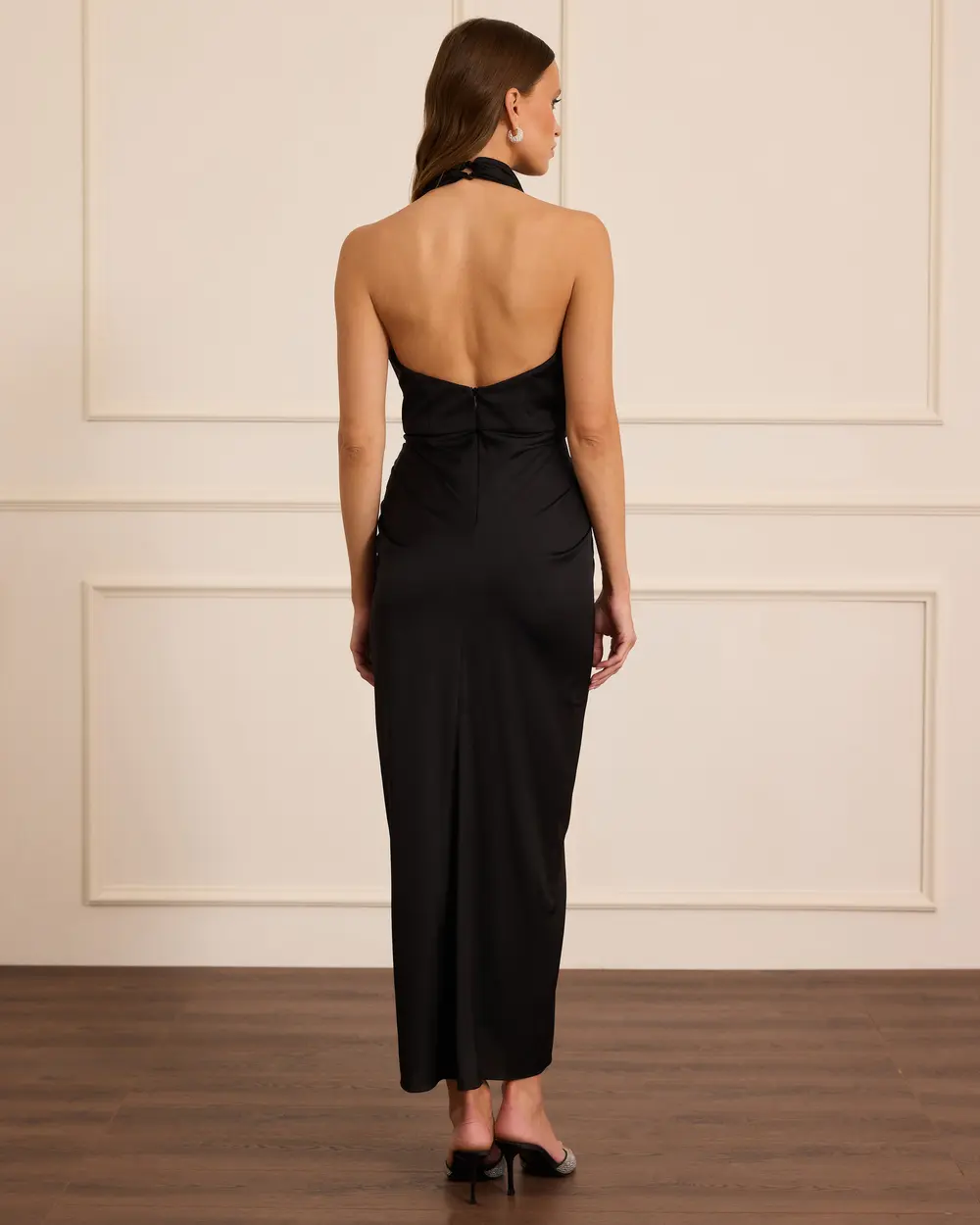 Degaje Yaka Drapeli Saten Abiye