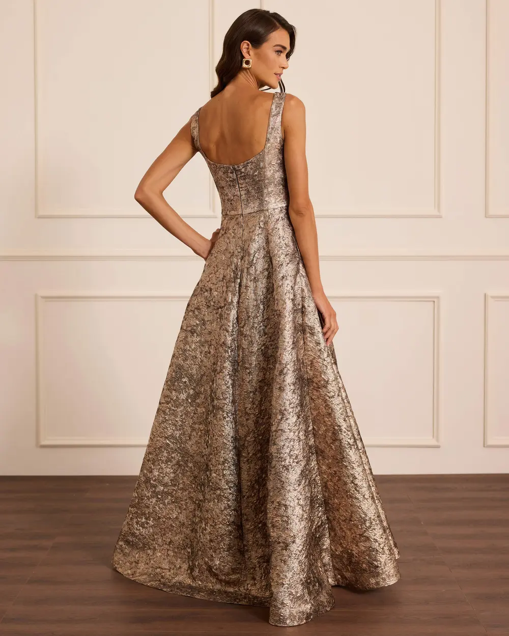 Korsajlı Askılı Jakar Elbise