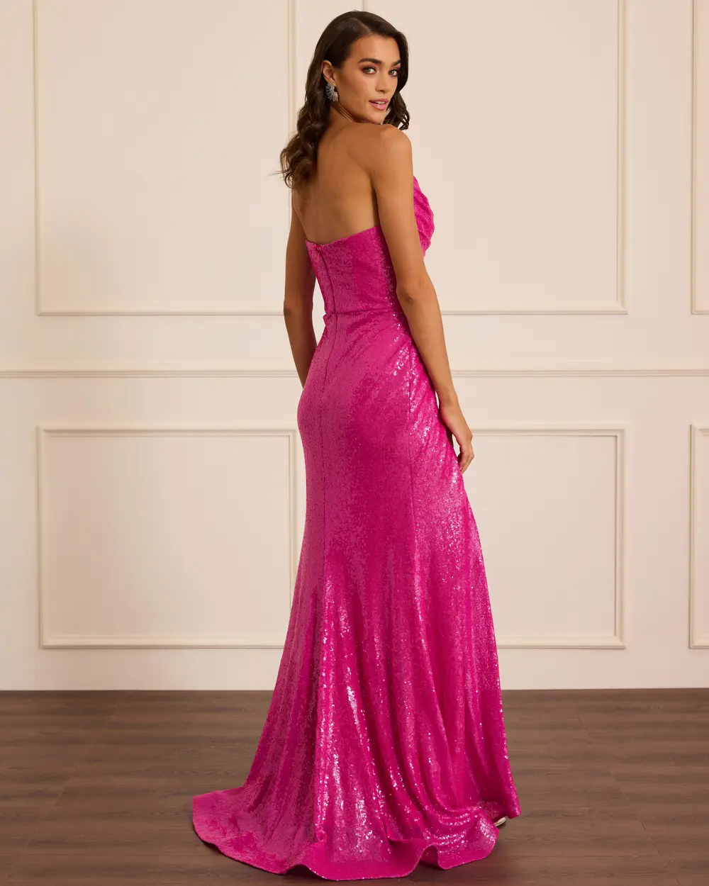 Payetli Balık Form Yırtmaçlı Abiye