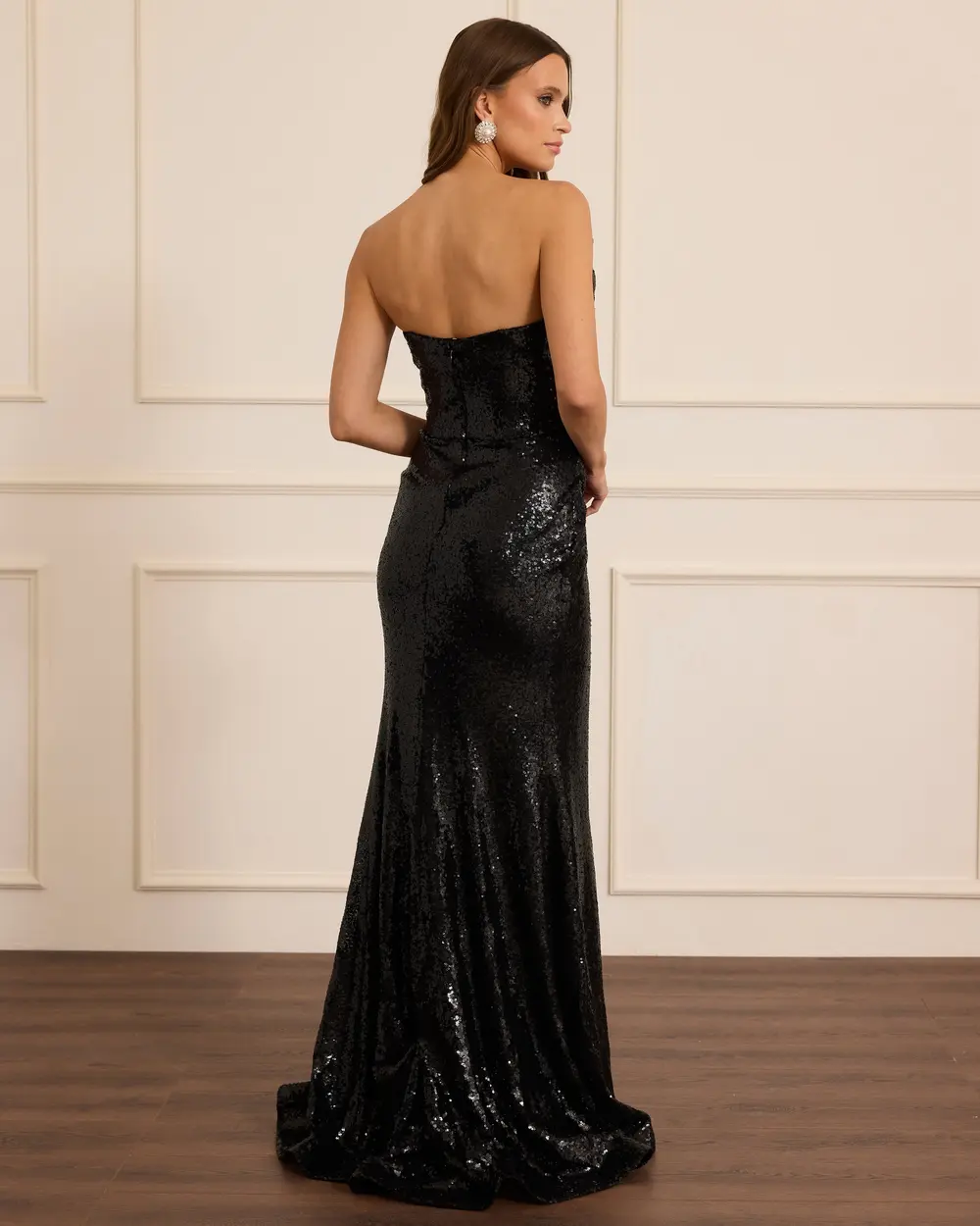 Payetli Balık Form Yırtmaçlı Abiye