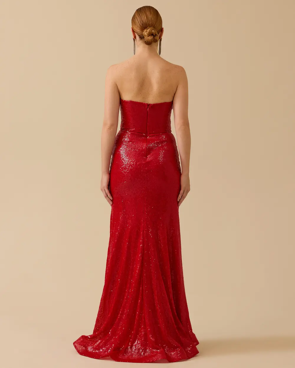 Payetli Balık Form Yırtmaçlı Abiye