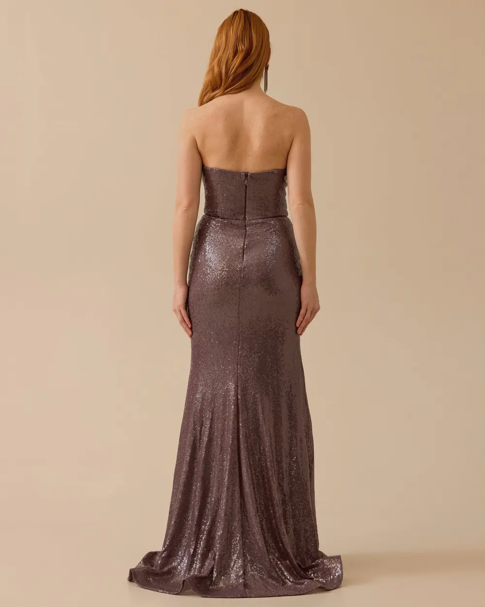 Payetli Balık Form Yırtmaçlı Abiye