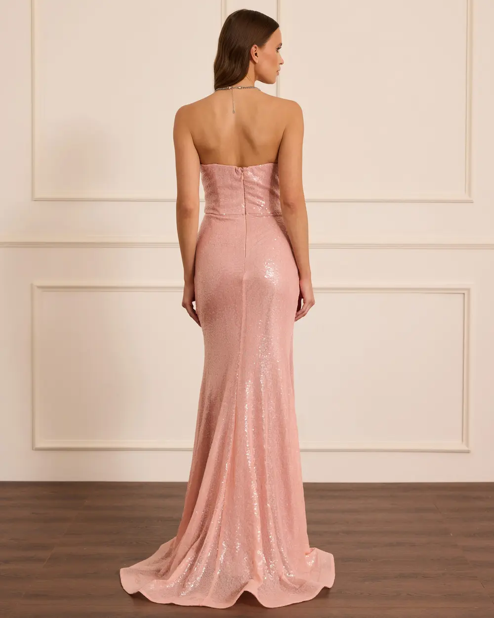 Payetli Balık Form Yırtmaçlı Abiye