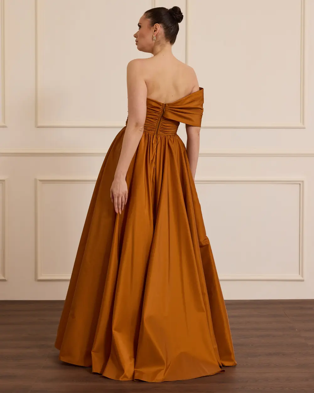 Embroidered Evening Dress with Slit Detail