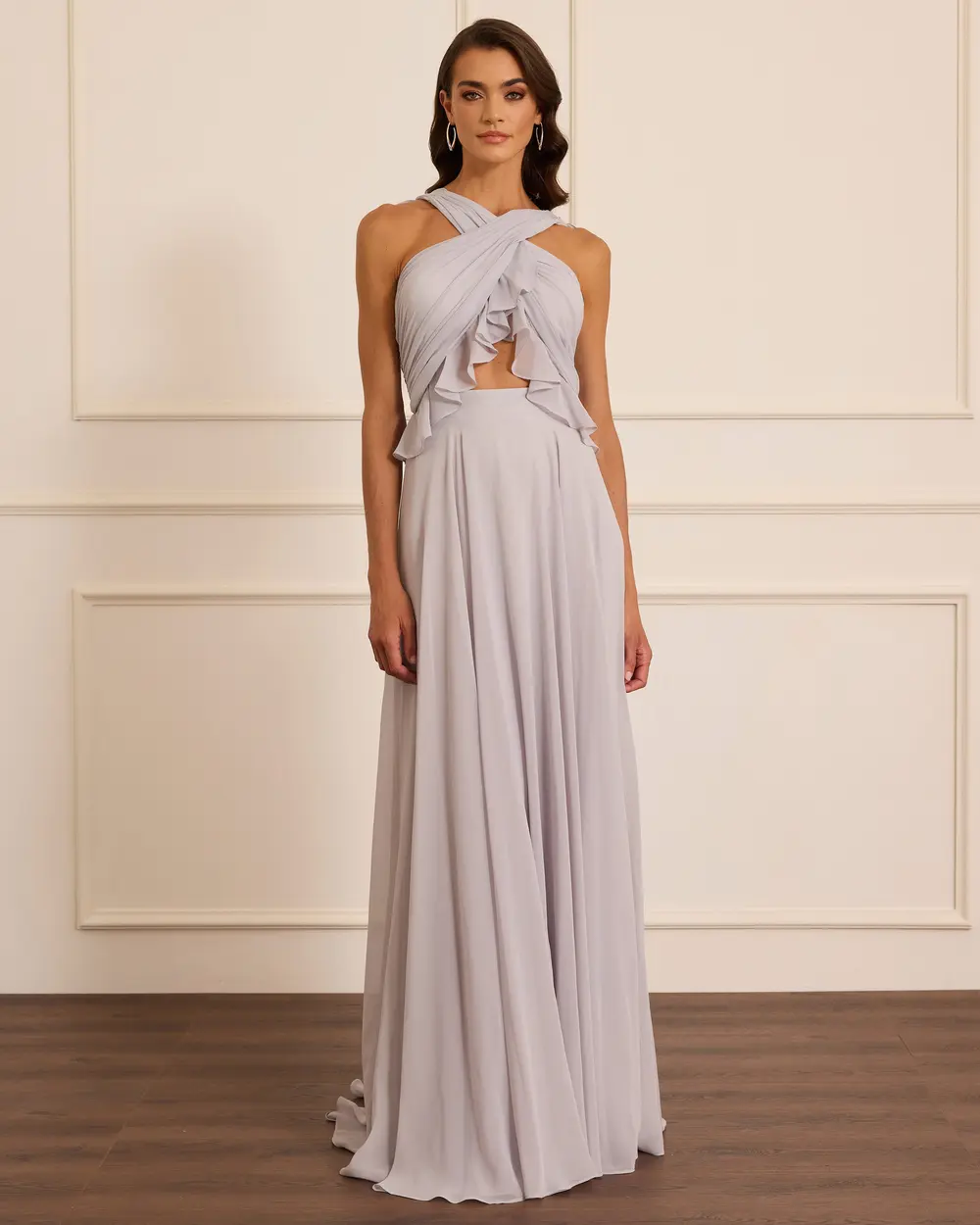 Fırfır Detaylı Uzun Form Abiye