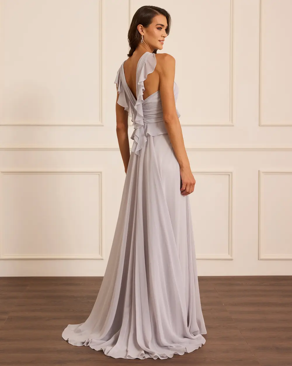 Fırfır Detaylı Uzun Form Abiye