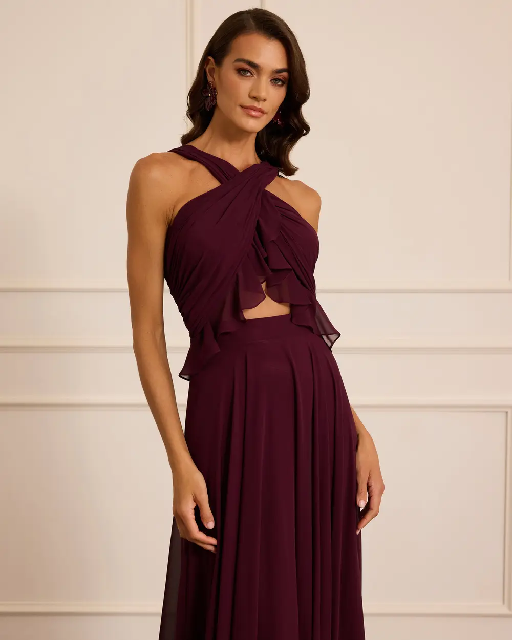 Fırfır Detaylı Uzun Form Abiye