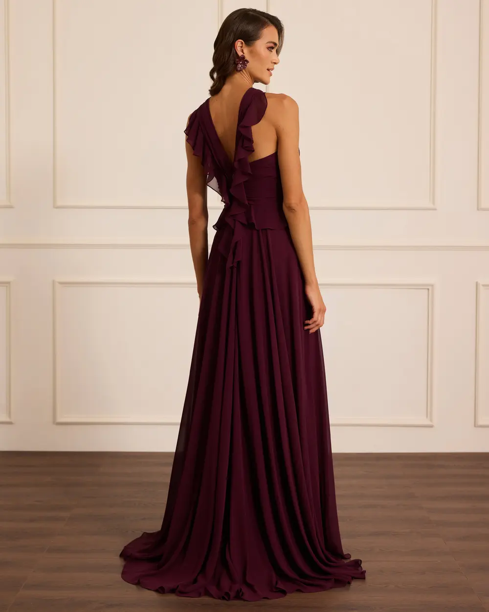 Fırfır Detaylı Uzun Form Abiye