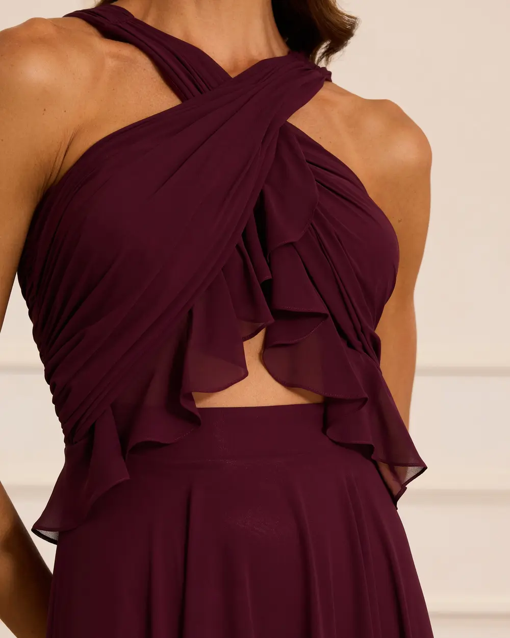 Fırfır Detaylı Uzun Form Abiye