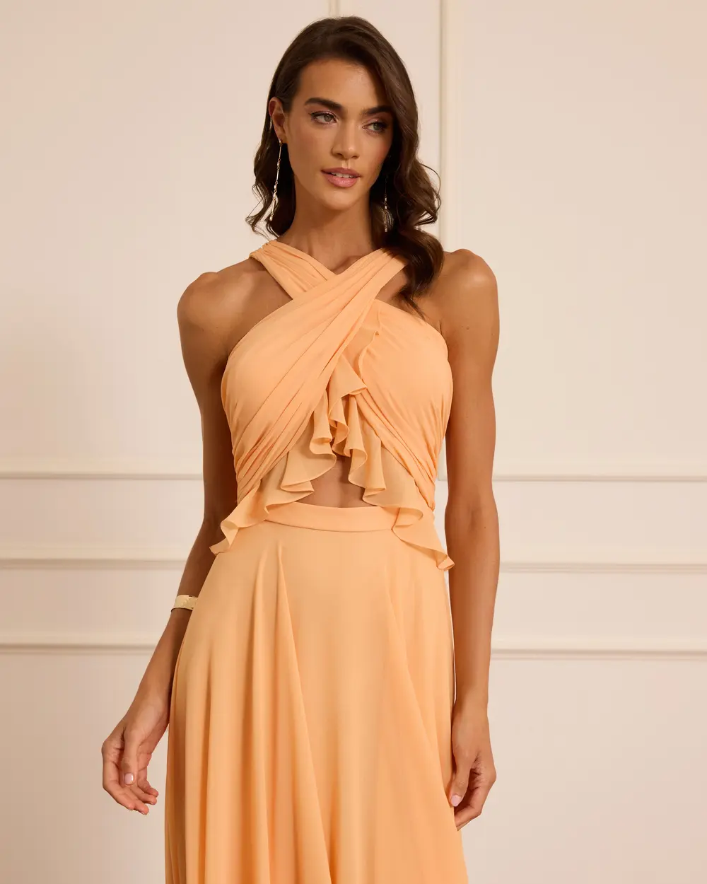 Fırfır Detaylı Uzun Form Abiye