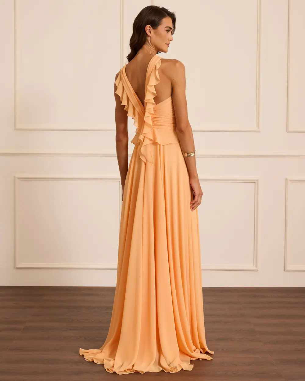 Fırfır Detaylı Uzun Form Abiye