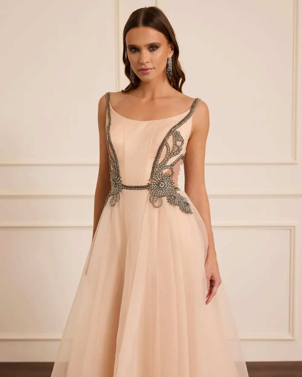 Taş İşlemeli Askılı Abiye