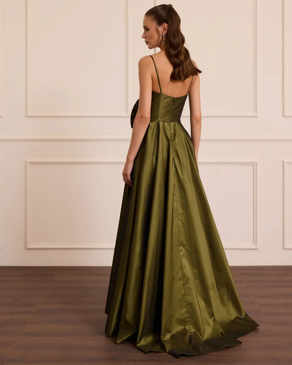 Strapless Evening Gown with Beaded Bow Detail