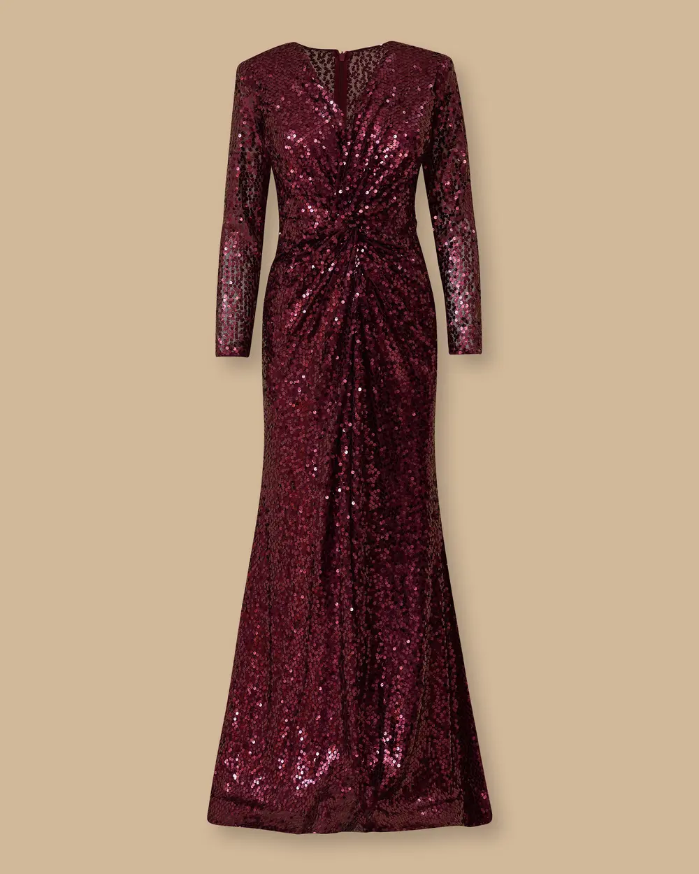 Drapeli Yırtmaç Detaylı Payet Elbise