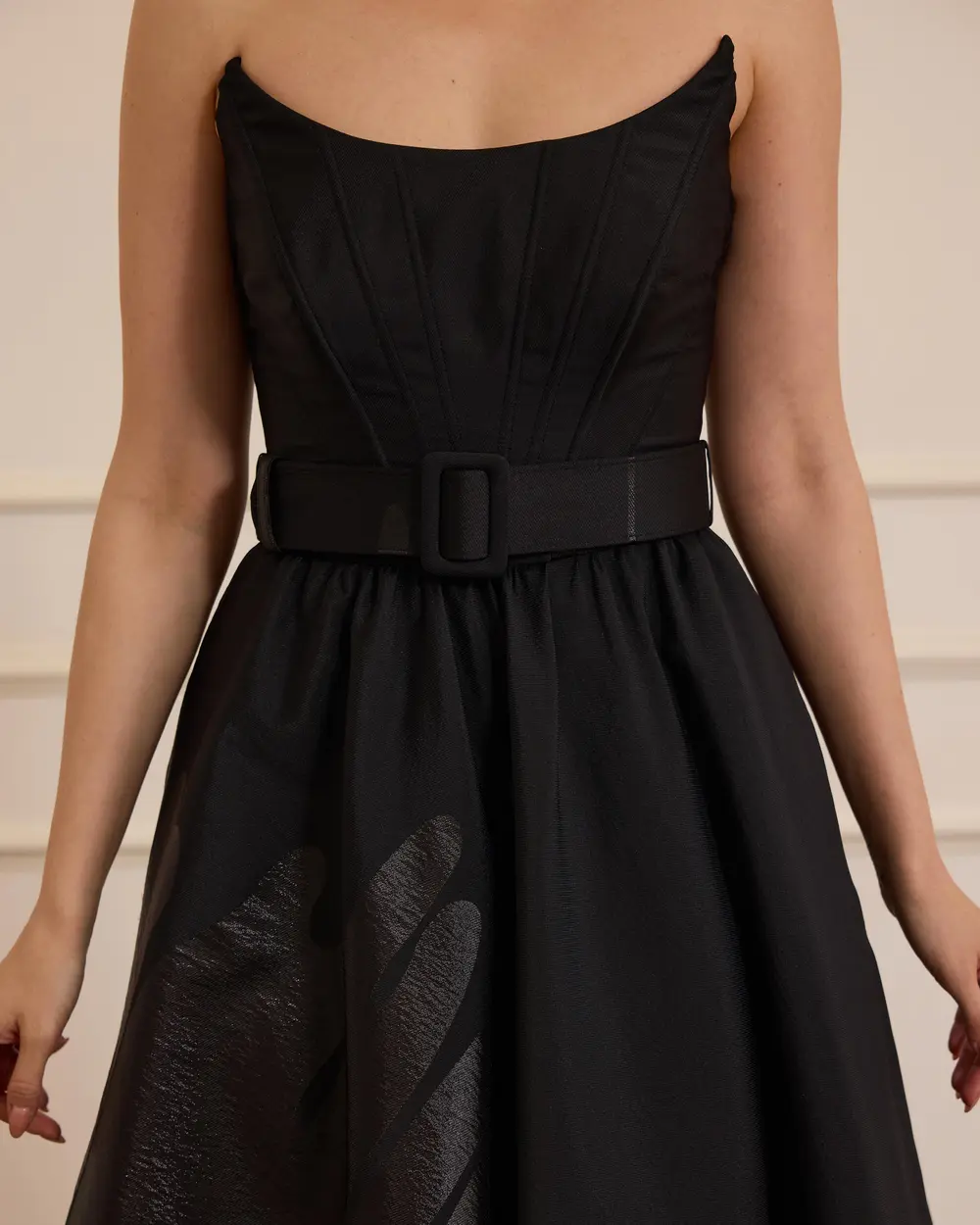 Swallow Neck Patterned Jacquard Evening Dress