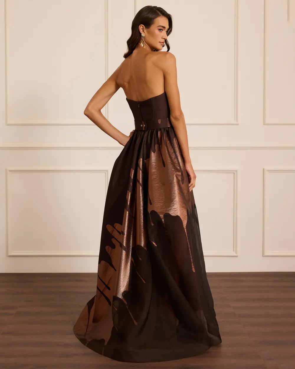 Kırlangıç Yaka Desenli Jakar Abiye