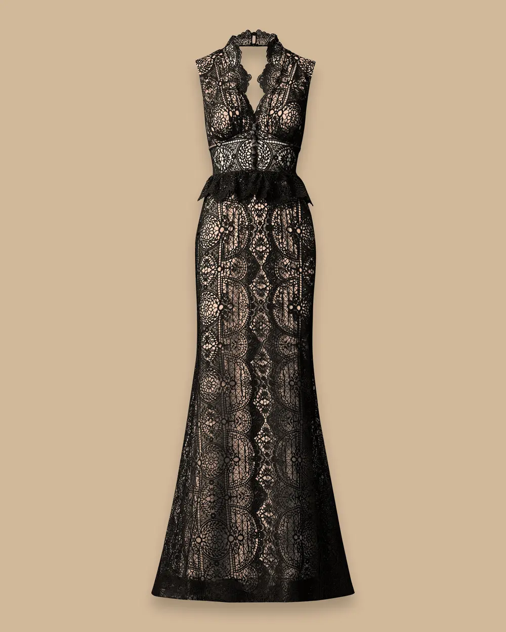 Lace Embroidered Long Evening Dress