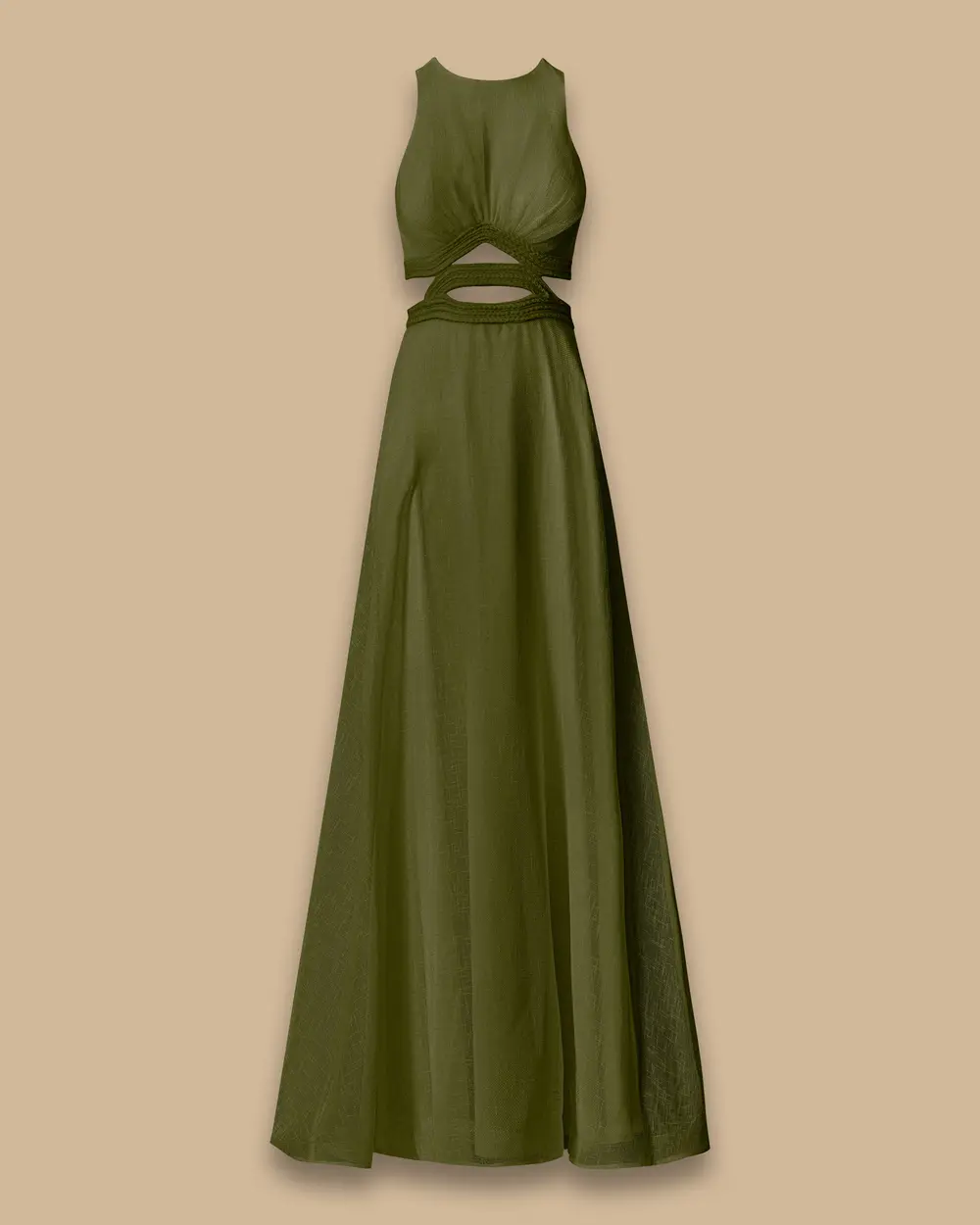 Waist-Accent Evening Gown