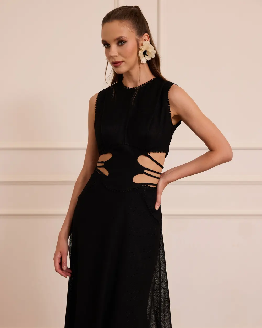 Long Evening Gown with Side Neckline