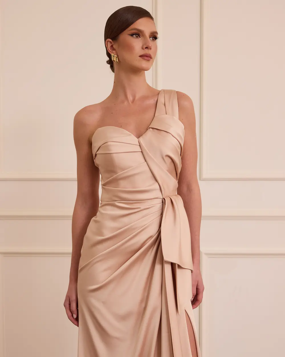 Satin One Shoulder Evening Dress