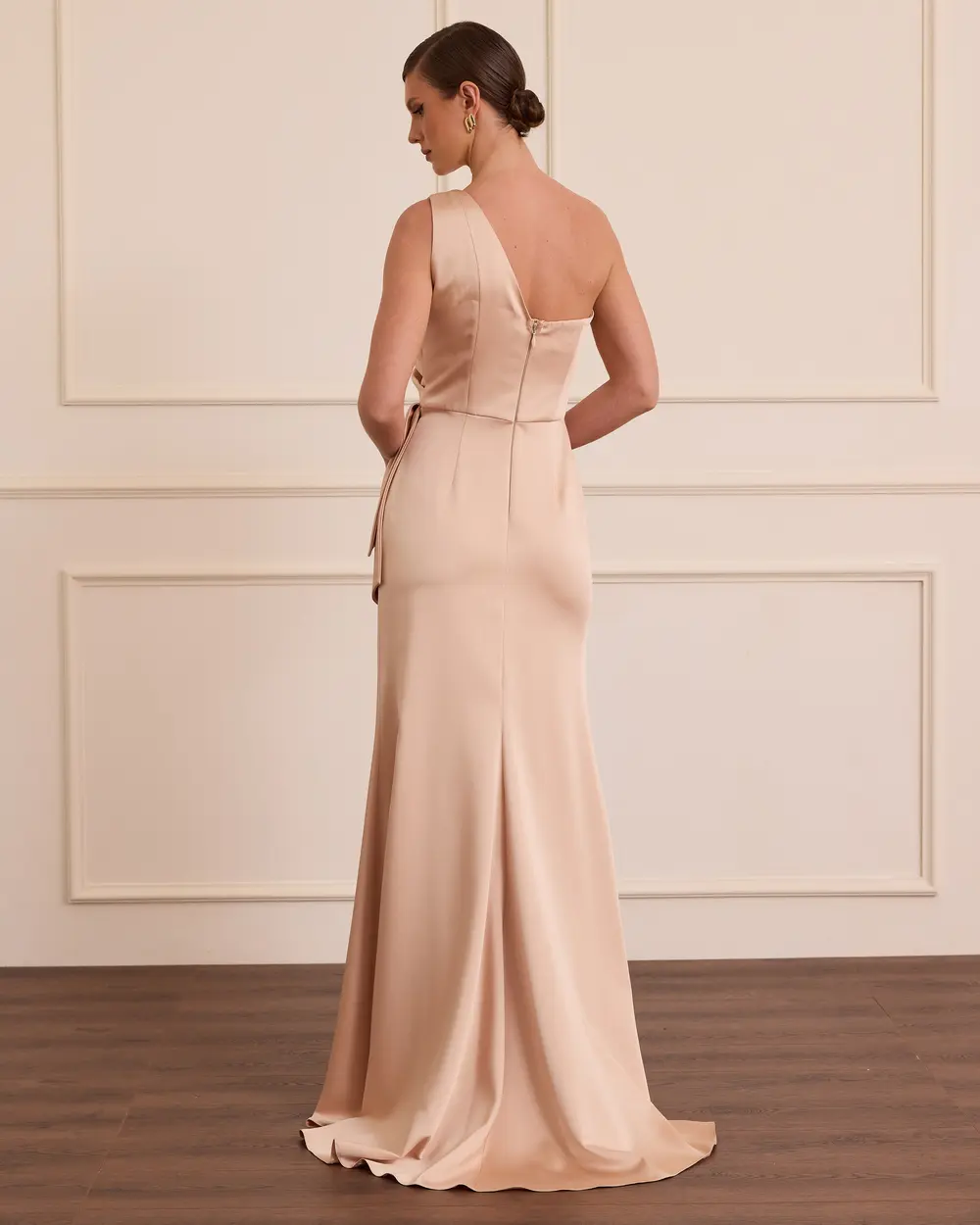 Satin One Shoulder Evening Dress