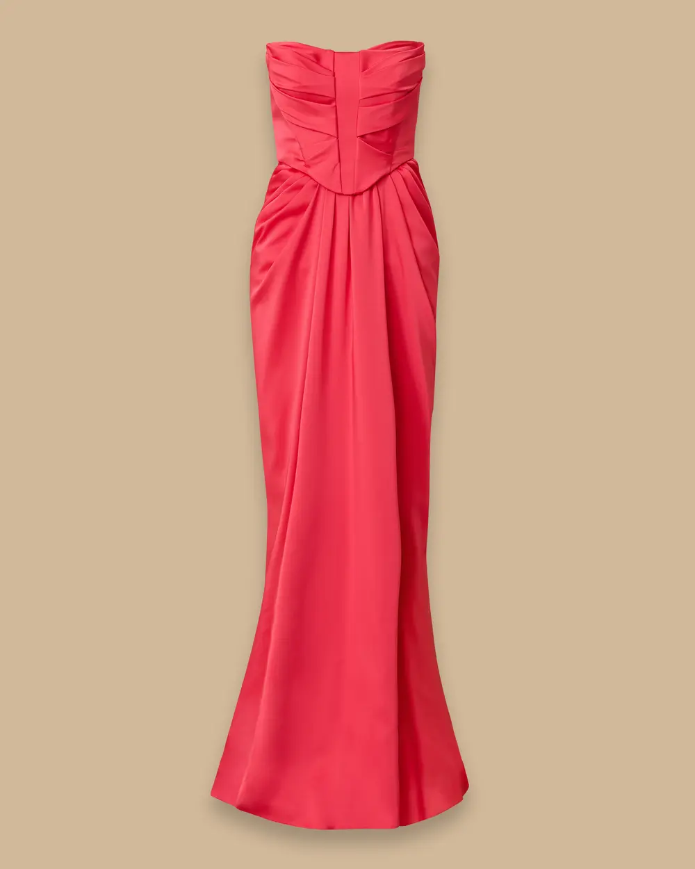 Korsajlı Straplez Drapeli Abiye