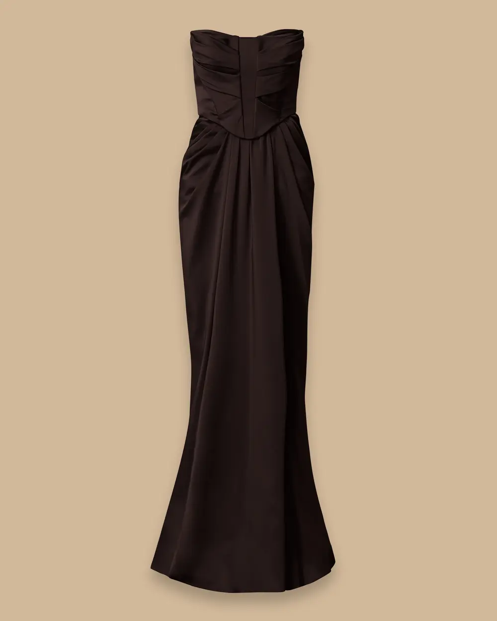 Korsajlı Straplez Drapeli Abiye