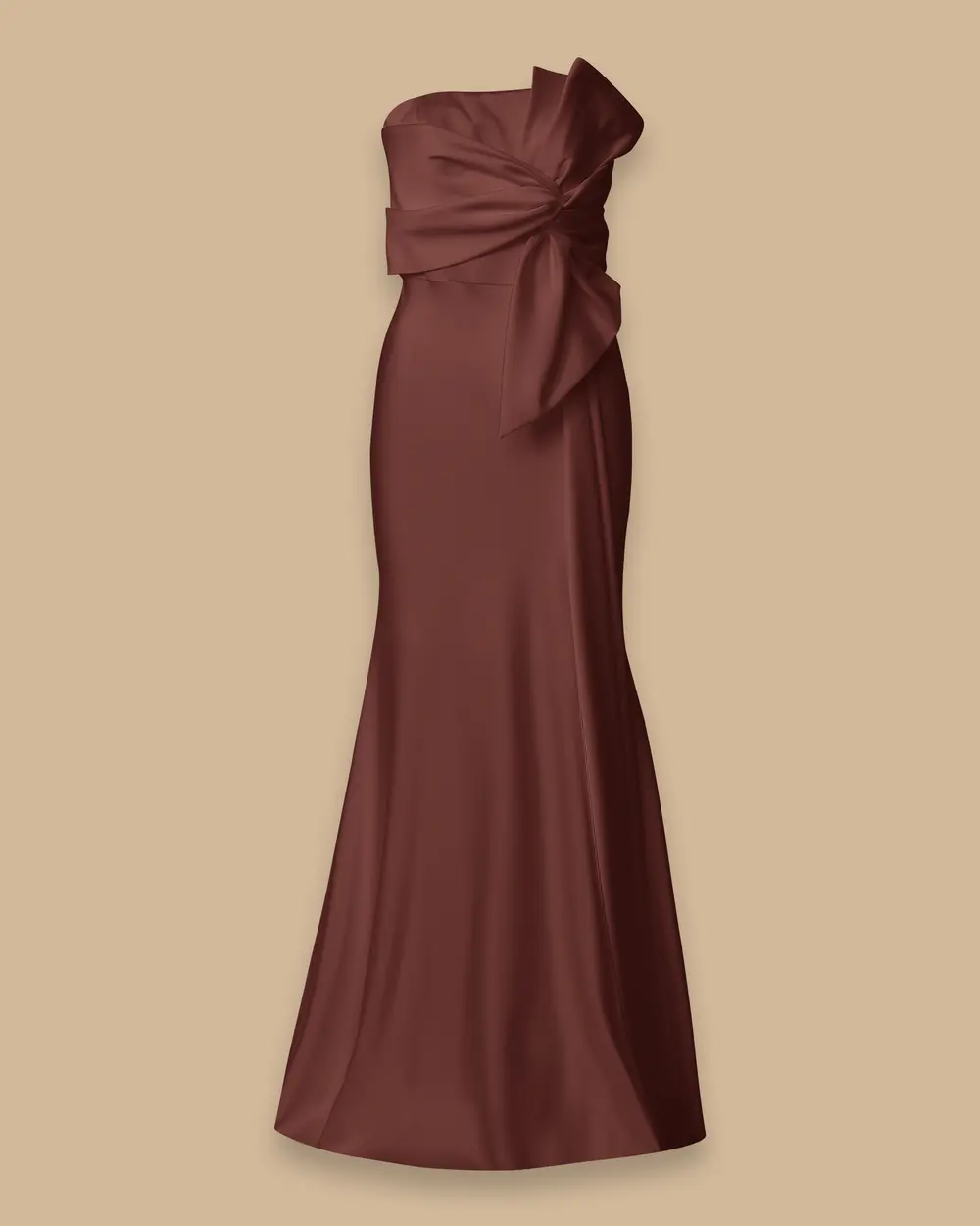 Fiyonk Detaylı Yırtmaçlı Straplez Abiye