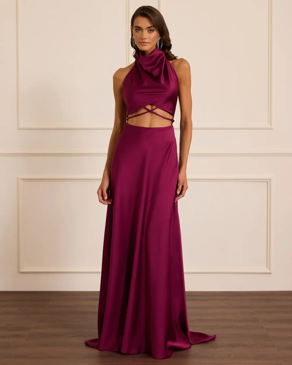 Pencere Detaylı Saten Abiye