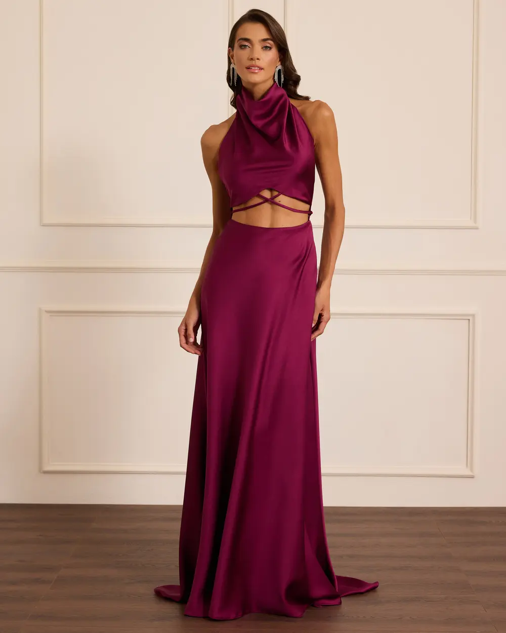 Pencere Detaylı Saten Abiye