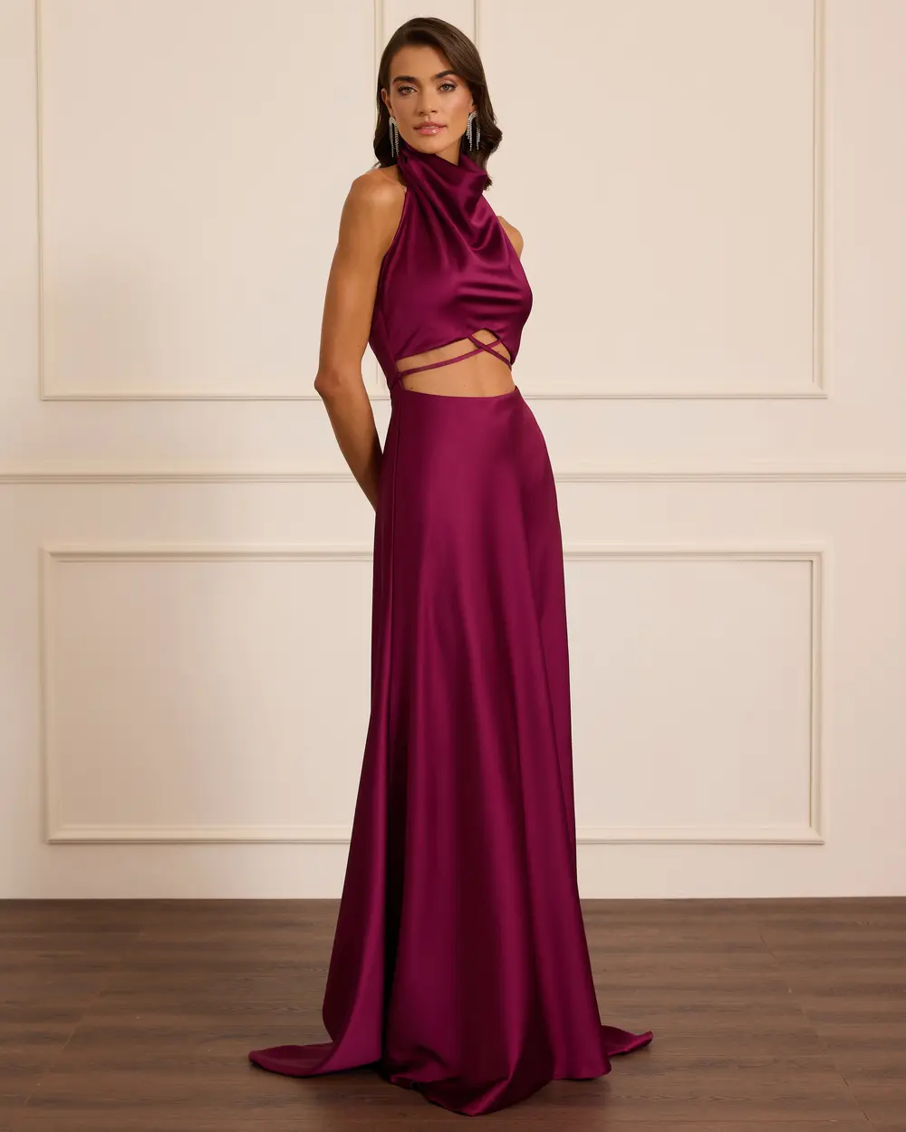 Pencere Detaylı Saten Abiye