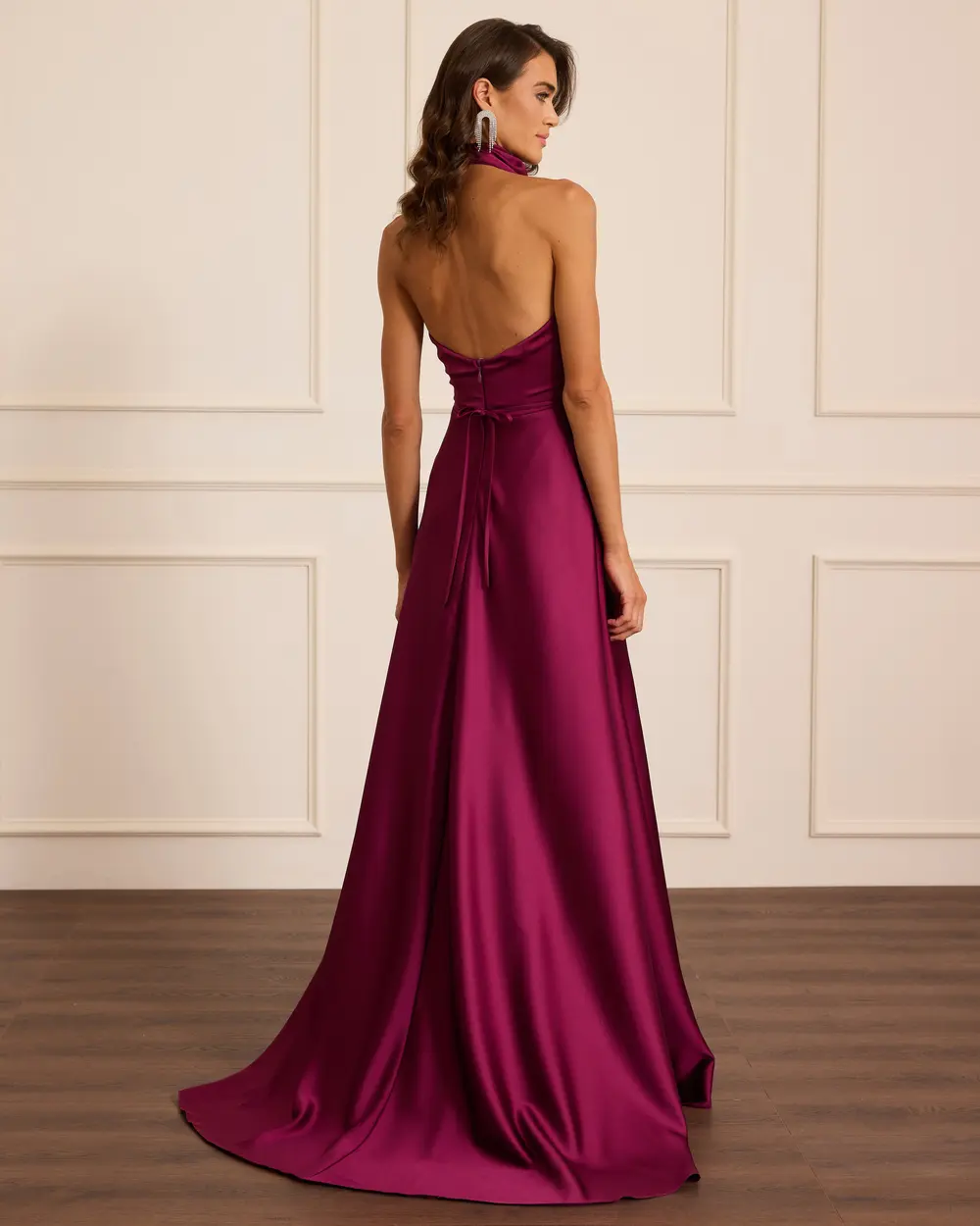 Pencere Detaylı Saten Abiye